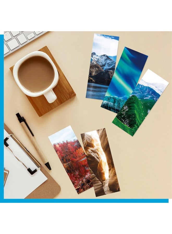 Gethelud 120 PCS Landscape Bookmarks, 30 Designs Double Sided Printing Paper Bookmarks Scenery Book Markers with PET Film for Primary Middle High Reading Students, Book Lovers (2.4” x 6.1”) - Image 3