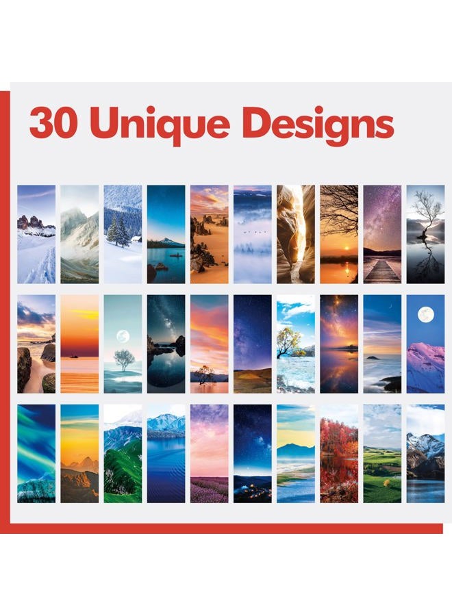 Gethelud 120 PCS Landscape Bookmarks, 30 Designs Double Sided Printing Paper Bookmarks Scenery Book Markers with PET Film for Primary Middle High Reading Students, Book Lovers (2.4” x 6.1”) - Image 4