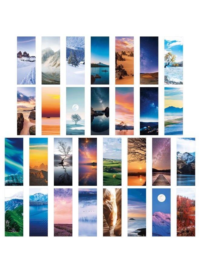 Gethelud 120 PCS Landscape Bookmarks, 30 Designs Double Sided Printing Paper Bookmarks Scenery Book Markers with PET Film for Primary Middle High Reading Students, Book Lovers (2.4” x 6.1”) - Image 1