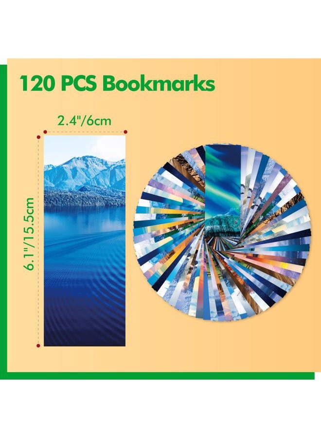 Gethelud 120 PCS Landscape Bookmarks, 30 Designs Double Sided Printing Paper Bookmarks Scenery Book Markers with PET Film for Primary Middle High Reading Students, Book Lovers (2.4” x 6.1”) - Image 2