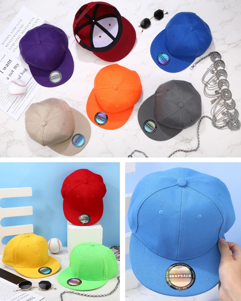 JaGely 15 Pack Snapback Hats for Men Hip Hop Style Hats Solid Baseball Adjustable Snapback Cap Flat Brim Baseball Caps(Fresh Colors) - Image 5