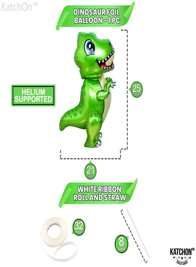 كاتشون بالون ديناصور أخضر كبير من كاتشون - 25 بوصة، بالون تي ريكس | بالونات ديناصورات لحفلات أعياد الميلاد | زينة حفلات ديناصورات خضراء لأعياد الميلاد | زينة حفلات استقبال مولود جديد بطابع الديناصورات - Image 2