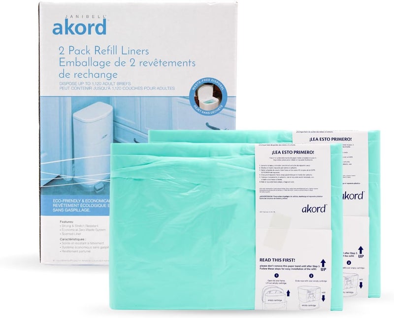AKORD Janibell Akord 330 Diaper Pail Refill Liners 2 Count Scented  StretchResistant Holds Up to 1120 Adult Briefs Fits Akord 330 Disposal System Easy Cut  Tie Odor Control Bags Pack of 1 - Image 2