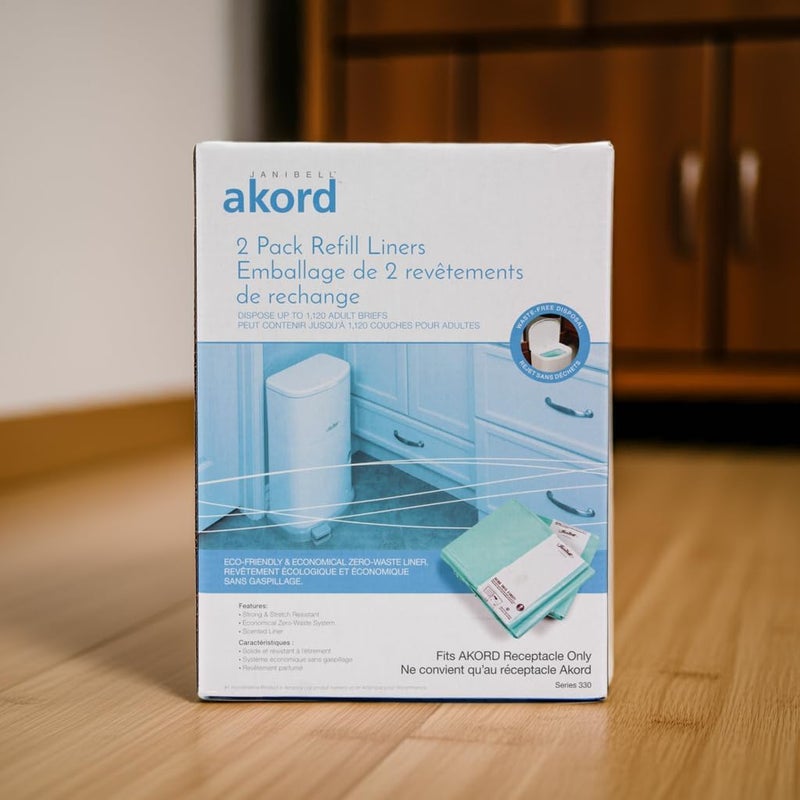 AKORD Janibell Akord 330 Diaper Pail Refill Liners 2 Count Scented  StretchResistant Holds Up to 1120 Adult Briefs Fits Akord 330 Disposal System Easy Cut  Tie Odor Control Bags Pack of 1 - Image 4
