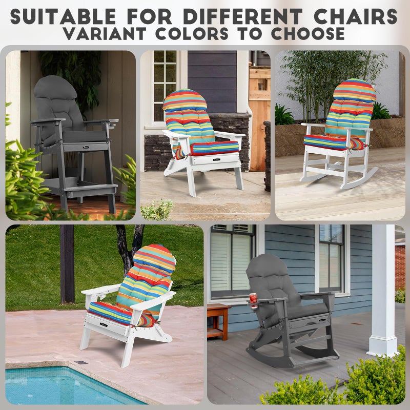 FUNBERRY Patio Chair Cushions Set of 4, Thicken Comfy Cushions for Rocker Non Slip Fade Shield Waterproof High Back with Ties - Image 3