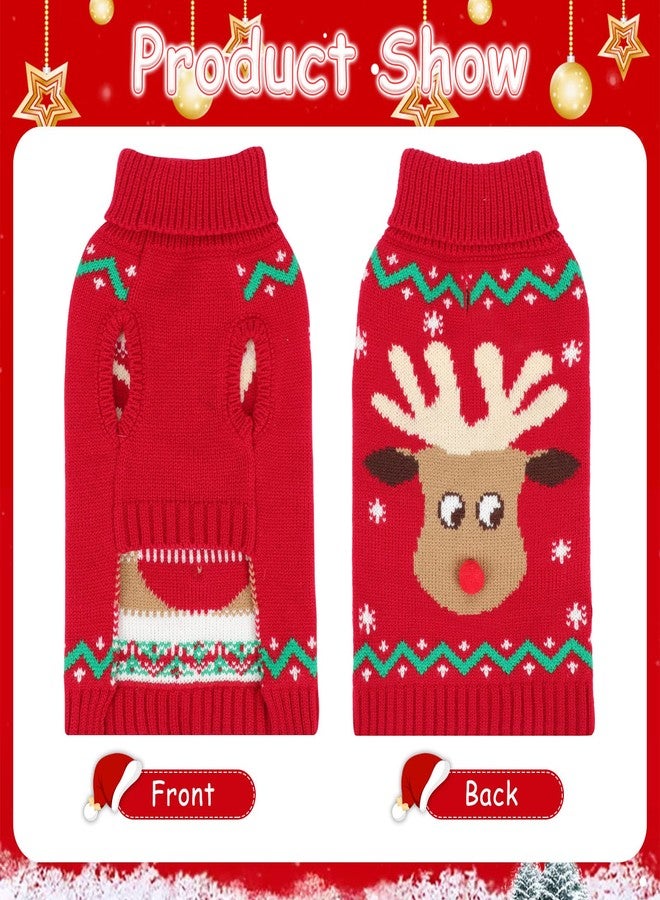 YUEPET Christmas Dog Sweaters Pullover, Reindeer Snowflake Christmas Outfits with Leash Hole, Classic Turtleneck Dog Clothes for Puppies Medium Dogs(SM) - Image 3