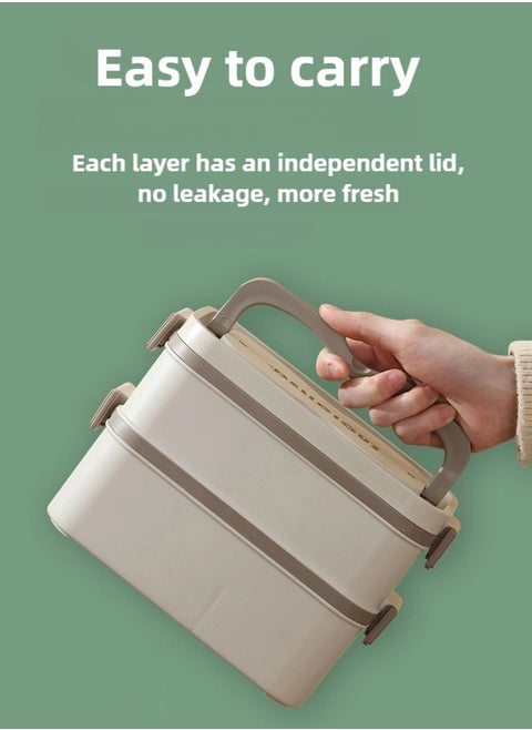 Lunch Box, Double Layer Stainless Steel Insulated Food Container, Leak-Proof Bento Box