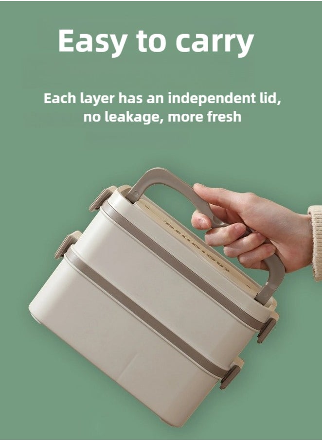 Lunch Box, Double Layer Stainless Steel Insulated Food Container, Leak-Proof Bento Box