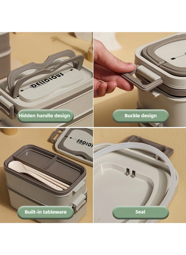 Lunch Box, Double Layer Stainless Steel Insulated Food Container, Leak-Proof Bento Box