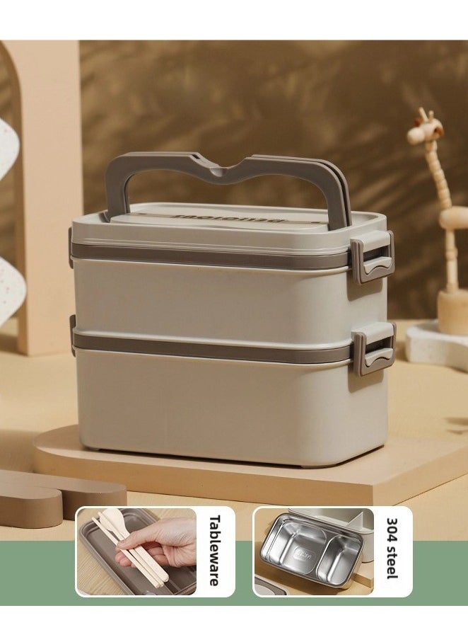 Lunch Box, Double Layer Stainless Steel Insulated Food Container, Leak-Proof Bento Box