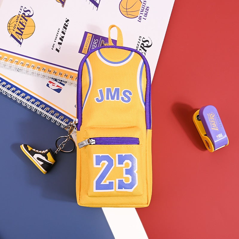 Star Player Pencil Case Large Capacity Cute School Stationery Yellow No. 23 (send sneakers pendant)