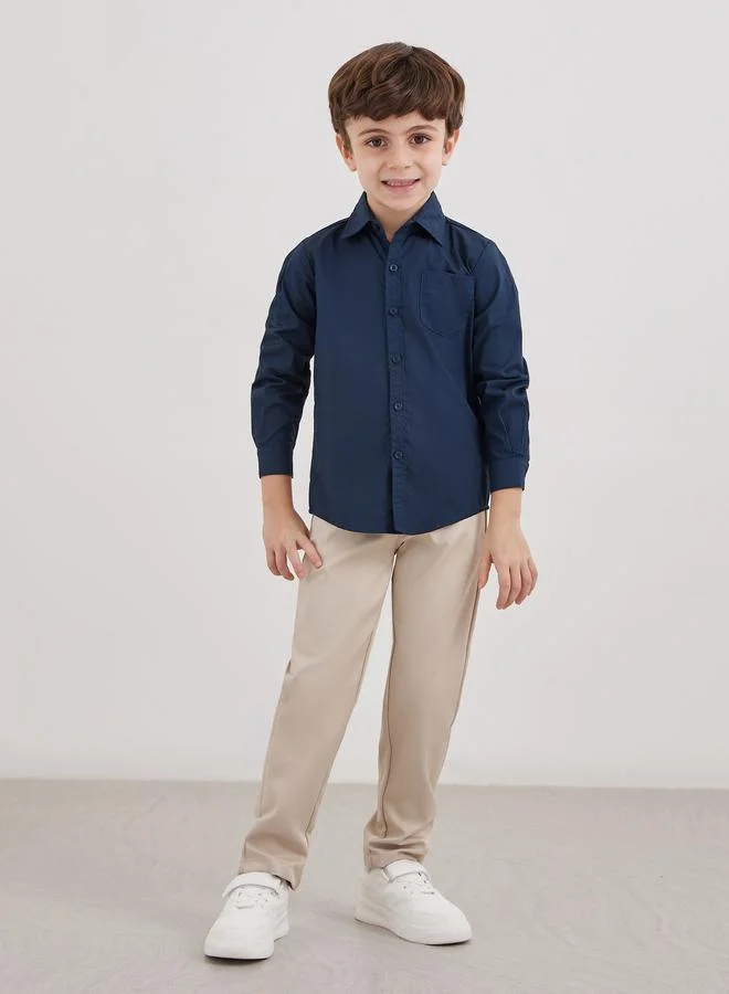 ستايلي Styli Boys Navy Blue Long Sleeves Shirt with Pocket