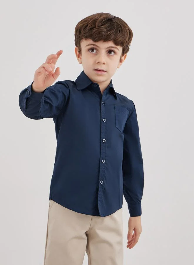 ستايلي Styli Boys Navy Blue Long Sleeves Shirt with Pocket