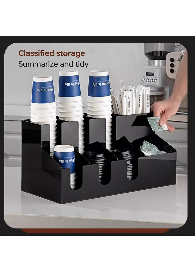 أوزيغالور منظم أكواب القهوة الورقية القابلة للتصرف، منظم أكواب بـ 9 حجرات للاستخدام المنزلي والمكتبي والمطاعم (أسود) - Image 5