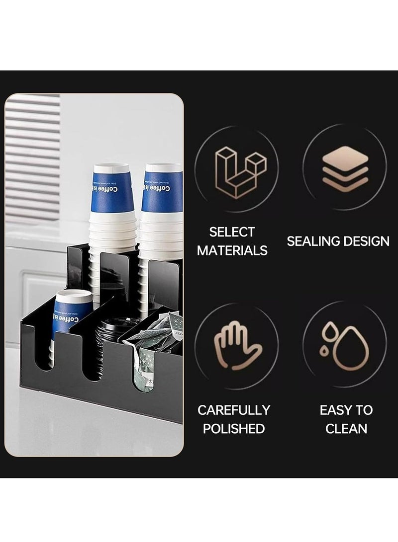 أوزيغالور منظم أكواب القهوة الورقية القابلة للتصرف، منظم أكواب بـ 9 حجرات للاستخدام المنزلي والمكتبي والمطاعم (أسود) - Image 4