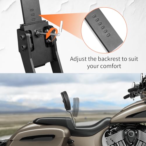 AUFER Front Driver Rider Plug-In Backrest Sissy Bar With Back Rest Pad Mounting Kit Compatible With For Chief Chieftain Classic Roadmaster Springfield 2014-2024 (Detachable,Adjustable) - Image 4