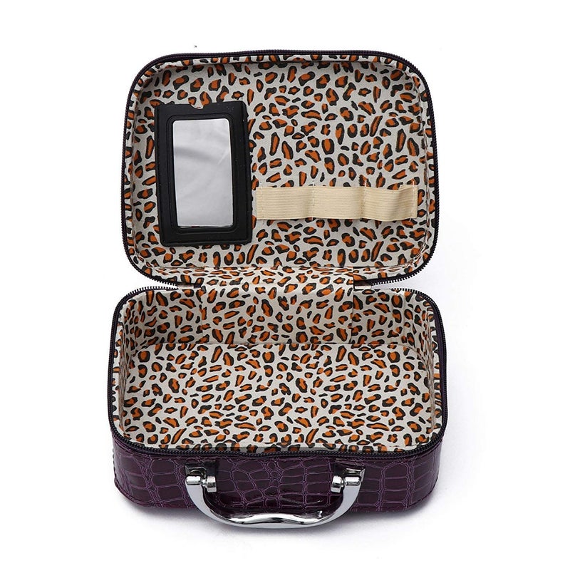 ERHETUS Latest Stylish Makeup Bag for Women | Jewellery Organizer & Cosmetic Storage Box | 20 x 13 x 7 cm Toiletry Bags with Compact Magnifying Mirror for Travel - Black - Image 2