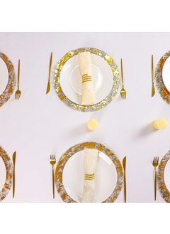 MAKABEE MAKABEE Disposable Gold Placemats Set of 12 Metallic Round 13 Inch Gold Foil Mesh Pressed Fall Table Mates 12 Pack Gold Doilies for Dining Table Wedding Birthday Party Holiday Home Decoration  - Image 4