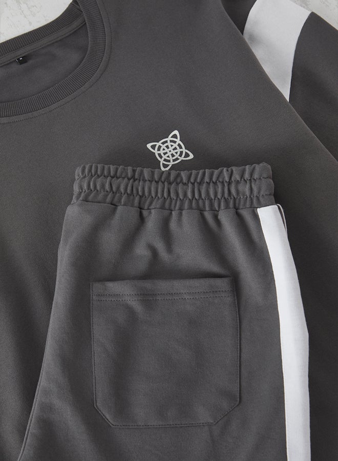 trendyol Anthracite Oversize Tracksuit Set - Regular Panel Detail - Image 5