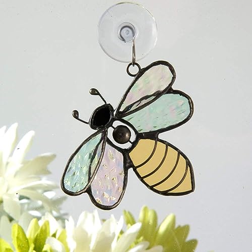 J Devlin Glass Art Stained Glass Bee Ornament – Suncatcher – Decorative Bee Gift for Garden Lovers, Beekeeper Gift, Window Décor, Spring & Summer Accent - J Devlin Glass Art ORN 175 - Image 2