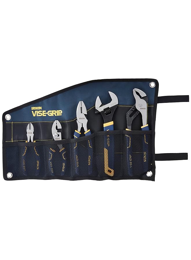 IRWIN Vise Grip Pliers Set With Tool Wrap 5 Piece 2078708 Blue - Image 1