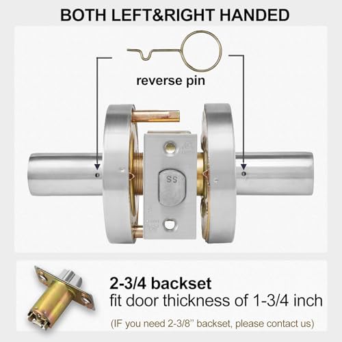 HISAFE Privacy Commercial Door Locks Heavy Duty Grade 2 Lever for Commercial Bathroom, Non-Handed, UL 3 Hour Fire Rated, ADA Compliant, Satin Chrome Finish 26D, 2-3/4''Backset, X-XG-BK-70 - Image 5
