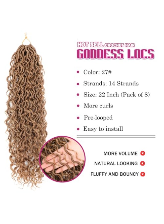 SAMBRAID 8 Packs Goddess Faux Locs Crochet Hair for Black Women Long Goddess Locs Crochet Hair Boho Style River Locs with Curly Ends 22Inch 27 8Packs - Image 3