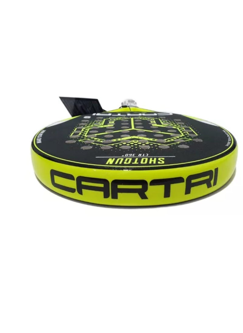 Cartri - Cartri Shotgun CTR 360 Padel Racket – Carbon Fiber Paddle Tennis Bat for Intermediate & Advanced Players – Lightweight Power & Control Racket with Shock-Absorbing Grip – Neon Yellow Design - Image 1