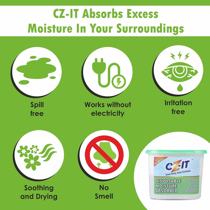 CZ-IT CZIT Disposable Moisture Absorber Green 1800 g Pack of 6 - Image 4