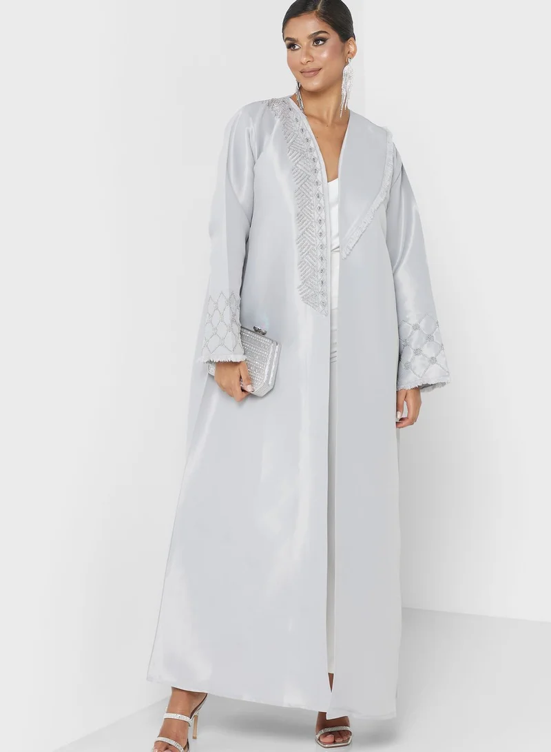 hayas closet Embellished Fringe Detail Abaya