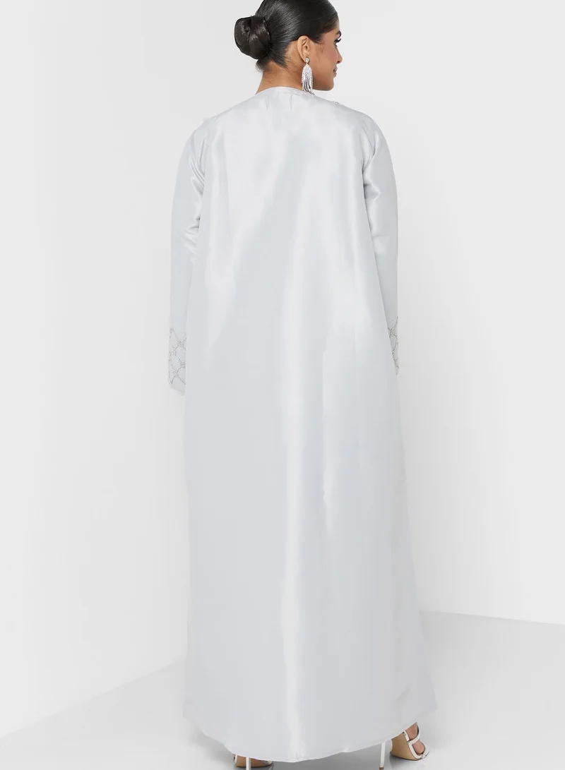 hayas closet Embellished Fringe Detail Abaya
