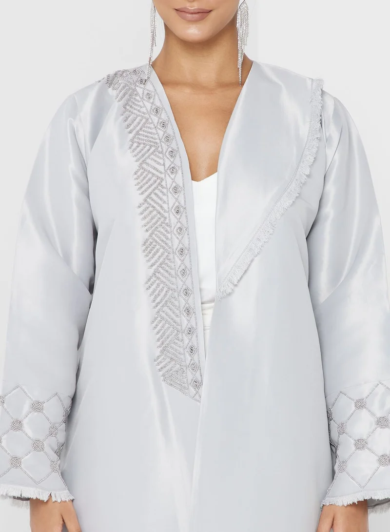 hayas closet Embellished Fringe Detail Abaya