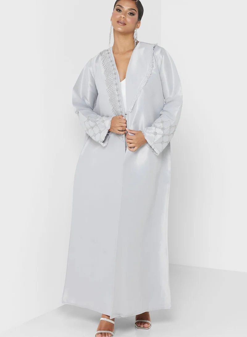 hayas closet Embellished Fringe Detail Abaya