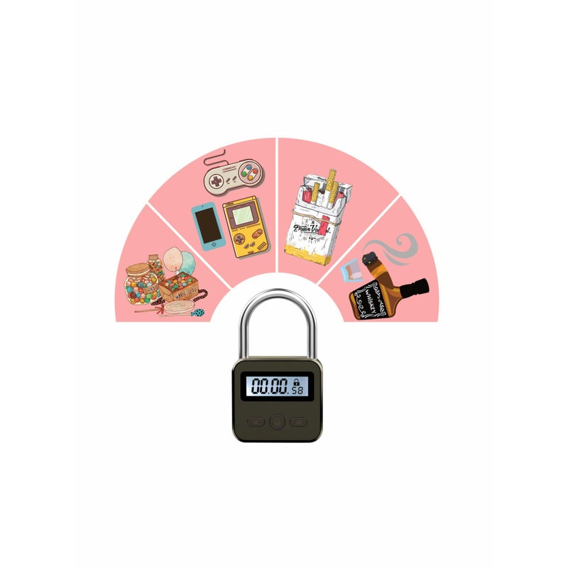 SOLARAE Metal Time Padlock - Multi-Function Timer Lock 99 Hours Max Timing with Electronic LCD Timed Display Micro USB Rechargeable - Image 2