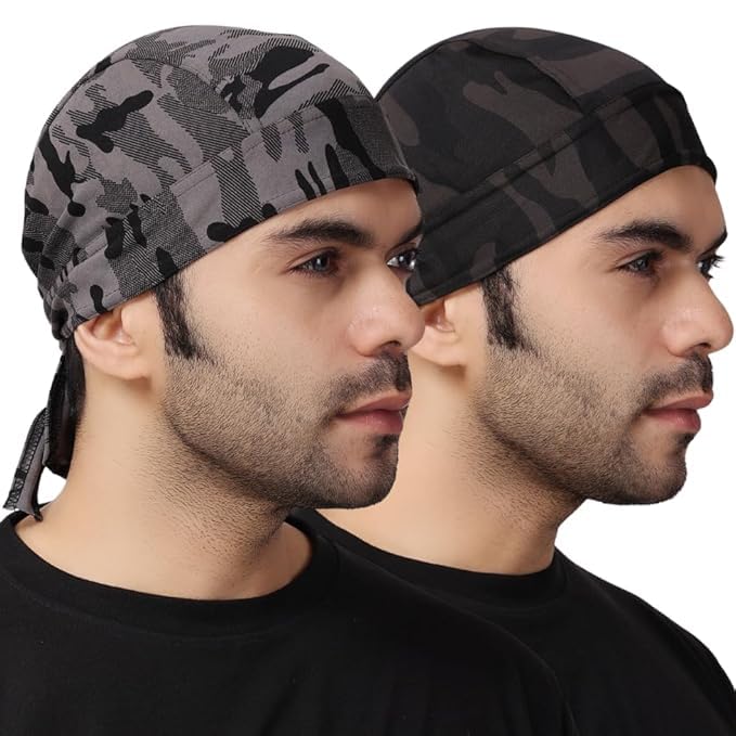 BISMAADH Stretch Lycra 4way Patka/Skull Cap Bandana - Cycling, Riding, Fashionable Helmet Liner Head Cap for Men & Women - Image 2