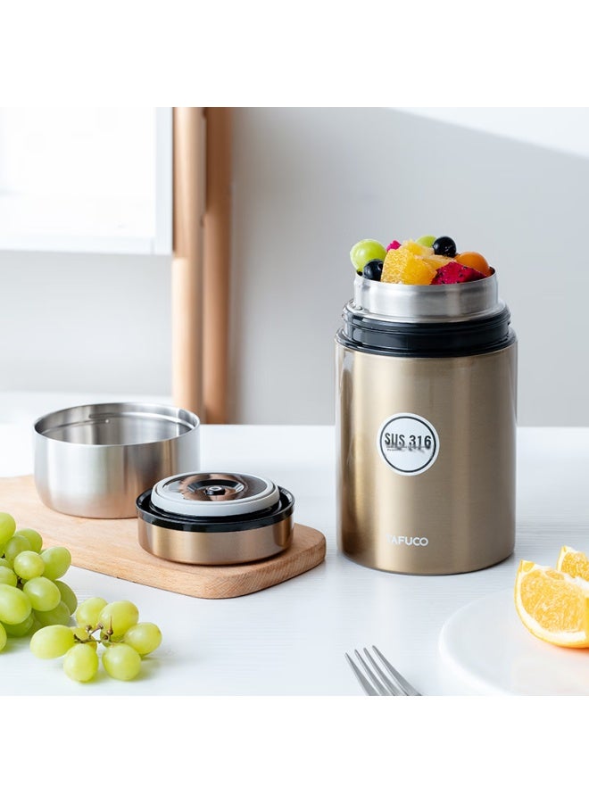 Tafuco Braising Cup, 316 Stainless Steel Inner Pot, Thermal Food Jar, Insulated Porridge Container, Braising Pot T2255, Brown, 0.8l - Image 2