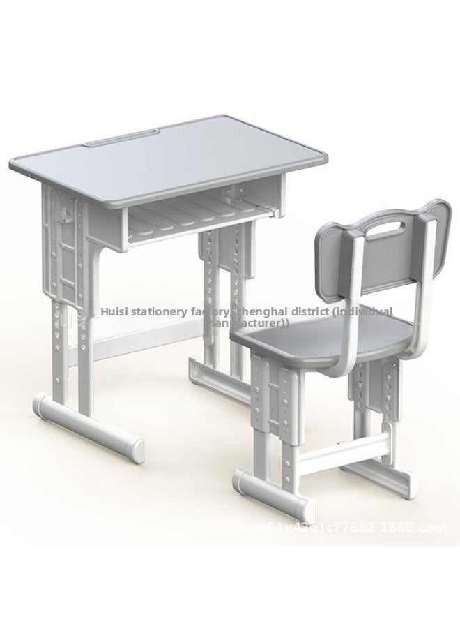 Mini Small Desk Desk Miniature Food Play Simulation Small Book Textbook Stationery Pencil Box Study Table-Color:Desktop + Chair (grey)  - Image 1