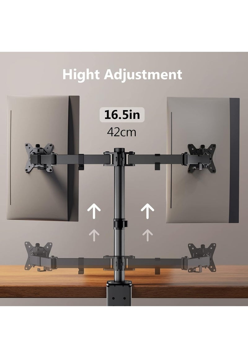 Generic Dual Monitor Mount for 15" to 30" Screens, Dual Monitor Arm with Comfortable Viewing Angle, Dual Monitor Mount - Tilt & Adjustable ±45° / Swivel 180° / Swivel 360° / VESA 75/100mm  - Image 5