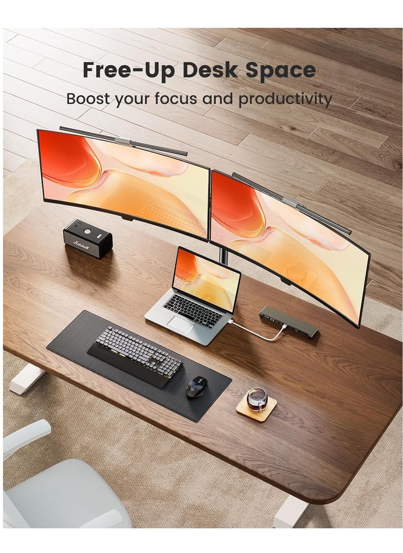 Dual Monitor Mount for 15" to 30" Screens, Dual Monitor Arm with Comfortable Viewing Angle, Dual Monitor Mount - Tilt & Adjustable ±45° / Swivel 180° / Swivel 360° / VESA 75/100mm