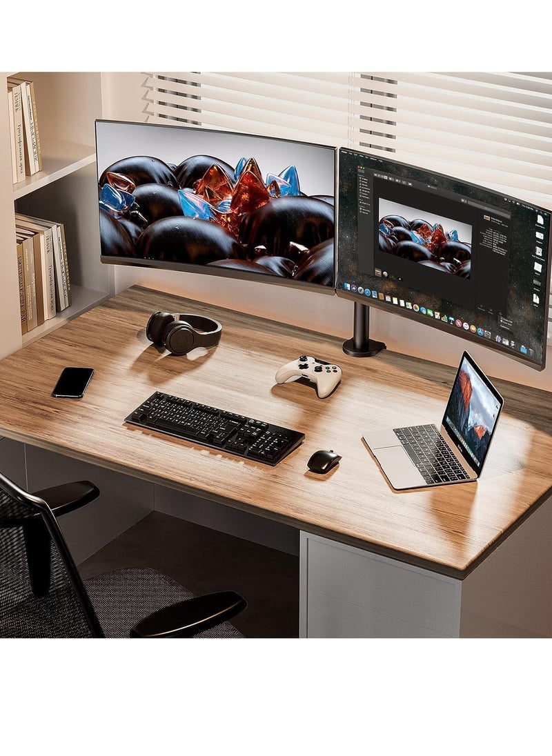 Dual Monitor Mount for 15" to 30" Screens, Dual Monitor Arm with Comfortable Viewing Angle, Dual Monitor Mount - Tilt & Adjustable ±45° / Swivel 180° / Swivel 360° / VESA 75/100mm