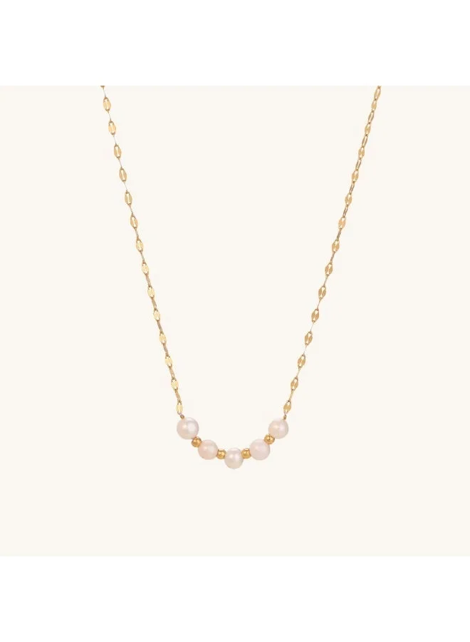 بالموناس PALMONAS 18k Gold Tone Plated Pearl Lip Chain Necklace
 for Women