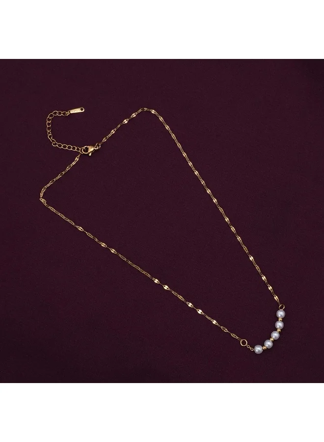 بالموناس PALMONAS 18k Gold Tone Plated Pearl Lip Chain Necklace
 for Women