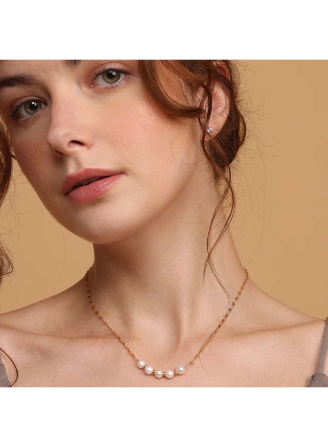 PALMONAS 18k Gold Tone Plated Pearl Lip Chain Necklace
 for Women - Image 4