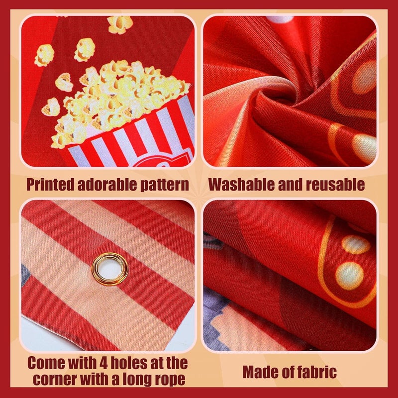 Moukeren Movie Night Party Door Cover Sign Theater Supplies Welcome Now Showing Movie Night Party Backdrop for Wedding Theater Birthday Accessory 71 x 354 Inches - Image 3