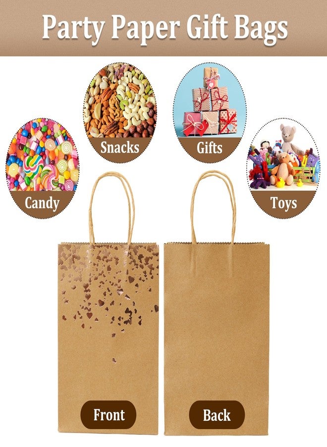 Cooraby 18 Pieces Brown Paper Bags Bronzing Kraft Gift Bags With Handles 6.3 x 3.1 x 8.6 Inch Party Favor Treat Bags for Bride Birthday Hen Wedding Parties Keepsake Night Celebrations (Brown - Image 3