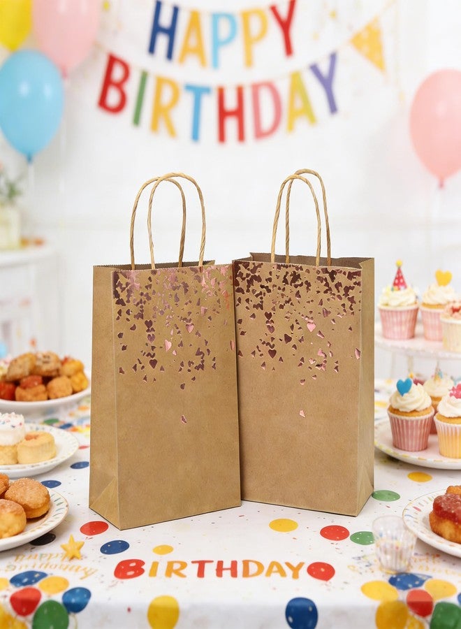 Cooraby 18 Pieces Brown Paper Bags Bronzing Kraft Gift Bags With Handles 6.3 x 3.1 x 8.6 Inch Party Favor Treat Bags for Bride Birthday Hen Wedding Parties Keepsake Night Celebrations (Brown - Image 4