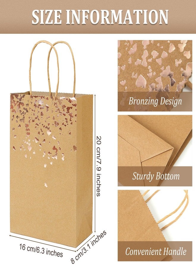 Cooraby 18 Pieces Brown Paper Bags Bronzing Kraft Gift Bags With Handles 6.3 x 3.1 x 8.6 Inch Party Favor Treat Bags for Bride Birthday Hen Wedding Parties Keepsake Night Celebrations (Brown - Image 2