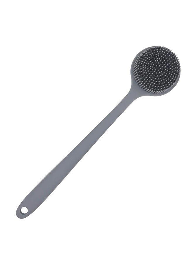 DNC Silicone Back Scrubber for Shower Bath Body Brush with Long Handle (Gray) - Image 2