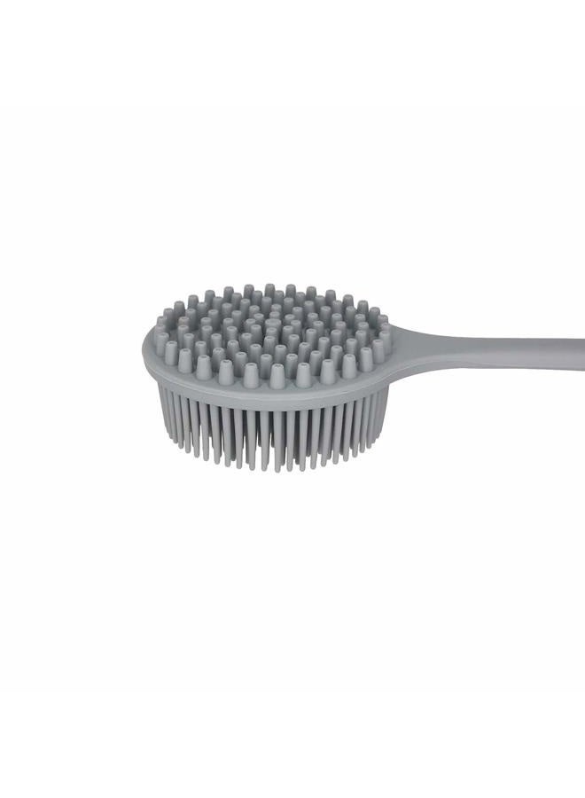 DNC Silicone Back Scrubber for Shower Bath Body Brush with Long Handle (Gray) - Image 3