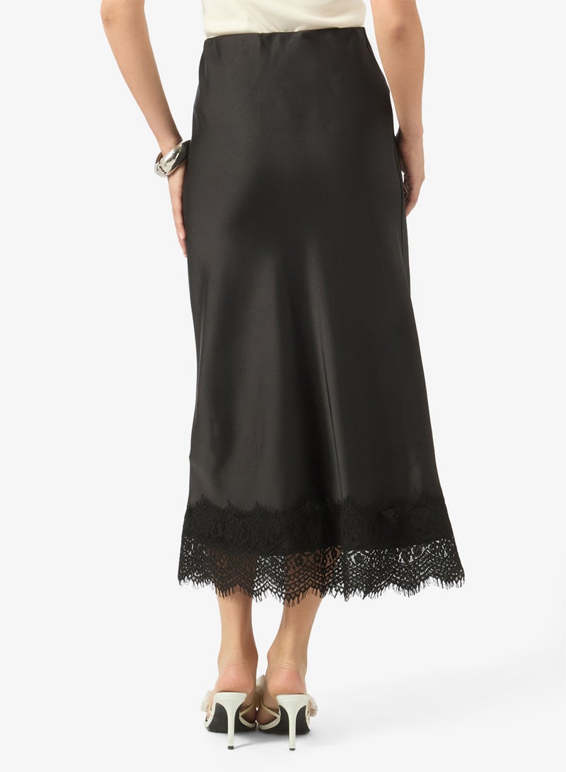 Ginger Satin Skirt with Lace Hem - Image 3